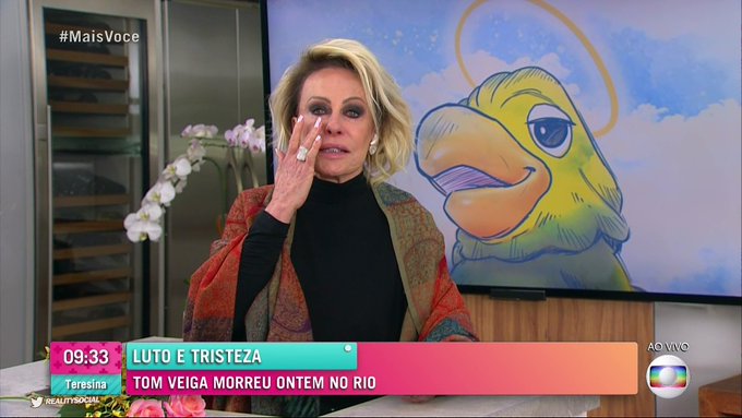 ana maria chora ao fazer homenagem a TOM VEIGA Reprodução Rede Globo